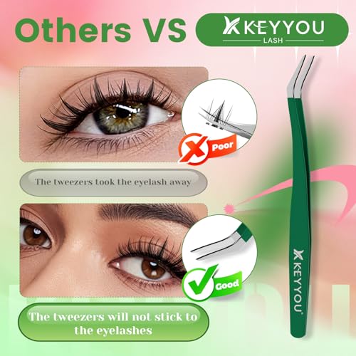KEYYOU 3-Piece Lash Applicator Tool Set with Anti-Stick Tweezers