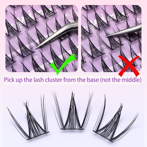 Individual False Eyelashes, 10 Pairs, Natural Black 100pcs with Glue and Tweezers (SnowLotus S08 KIT)
