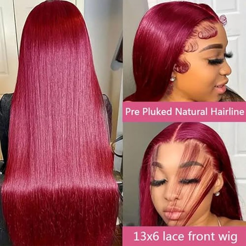 18in 99J Burgundy Lace Front Wig 200% Density 13x6 HD