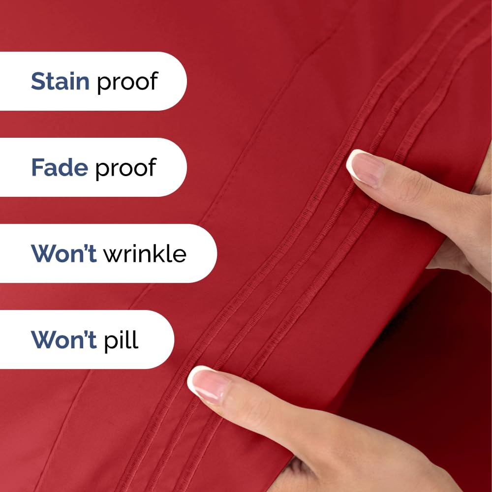 Twin 4 Piece Sheet Set - Breathable & Cooling Bed Sheets - Hotel Luxury Bed Sheets for Women, Men, Kids & Teens - Comfy Bedding w/ Deep Pockets & Easy Fit - Soft & Wrinkle Free - Twin Red Sheets