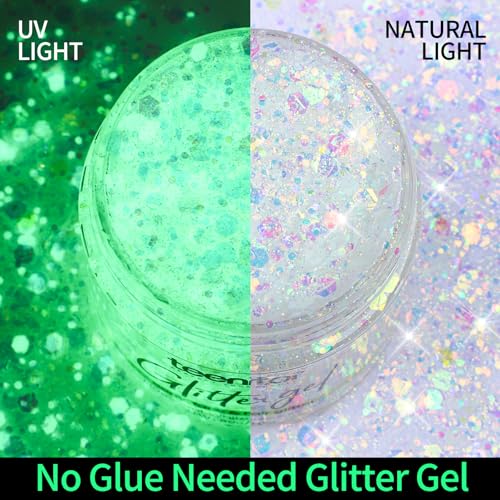 Teenitor 80g Glow in The Dark Body Glitter Gel - Iridescent White
