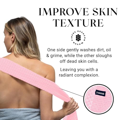 Sima - Bundle - Exfoliating Face & Body Scrub Towel Pink + Gentle Face Cloth