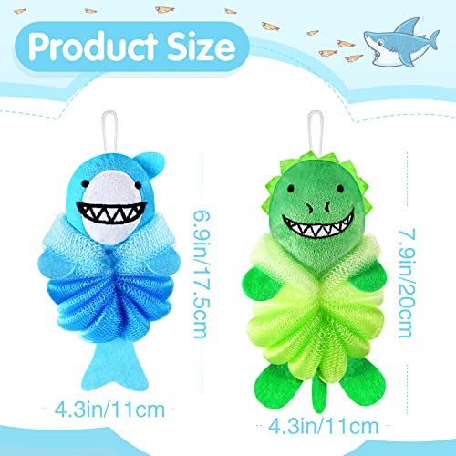 Kids Bath Loofahs 2-Pack - Cute Animal Sponges for Children