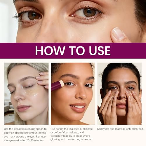 Calcium Multi Balm Stick & 60 Hydrogel Under Eye Patches (30 Pairs),Dual-Effect Eye Care Set for Deep Hydration & Smoothing Fine Lines,Gentle,Skin-Friendly (Pack of 1)