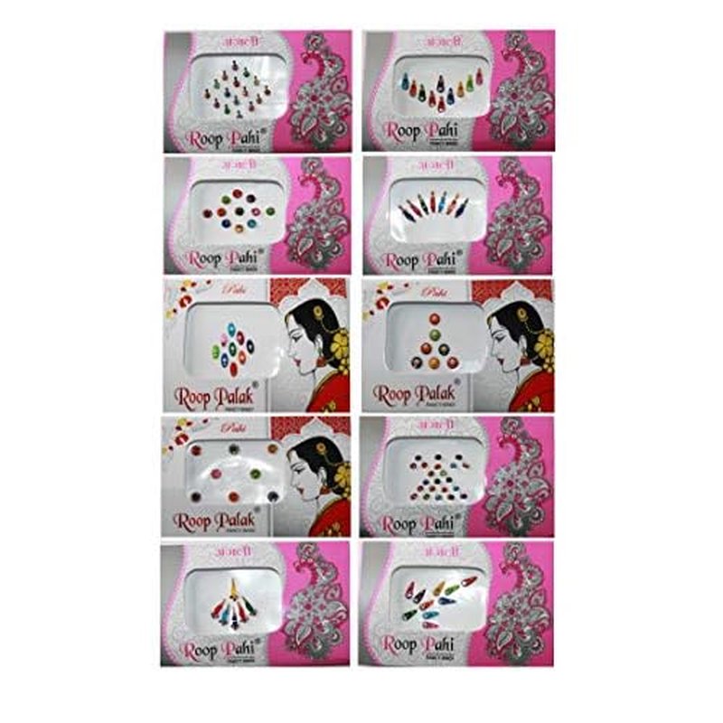 IS4A 10 Pack Bindi for Women, Bindi Jewelry Forehead, Indian Bindi, Bindi Face Jewels Multicolored Face Bindi Stickers