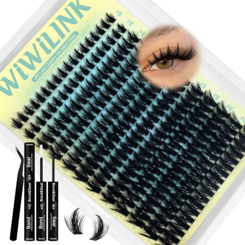 Lash Clusters Kit 10-18mm D Curl Fluffy Eyelash Extensions with Bond & Seal