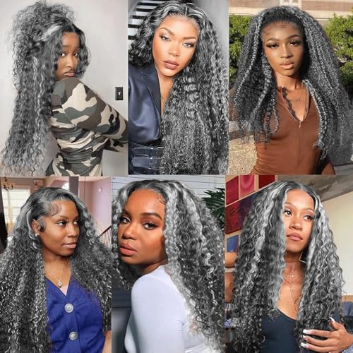 P1B Grey Curly Wave Human Hair Bundle 3PC 24-28 Inch