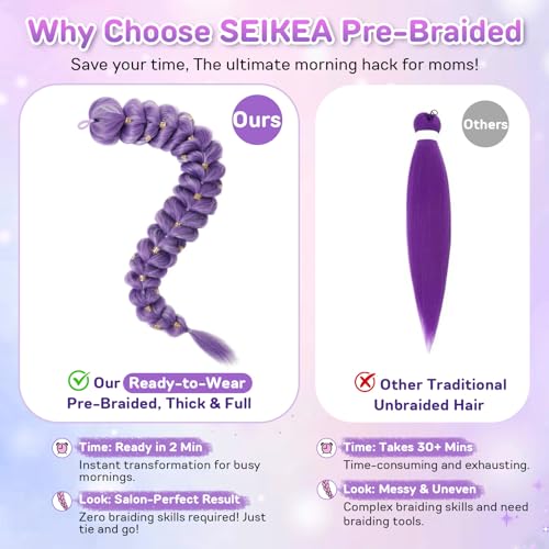 SEIKEA Blonde 24-Inch Pre-Braided Ponytail Hair Extensions for Cosplay & Dress-Up