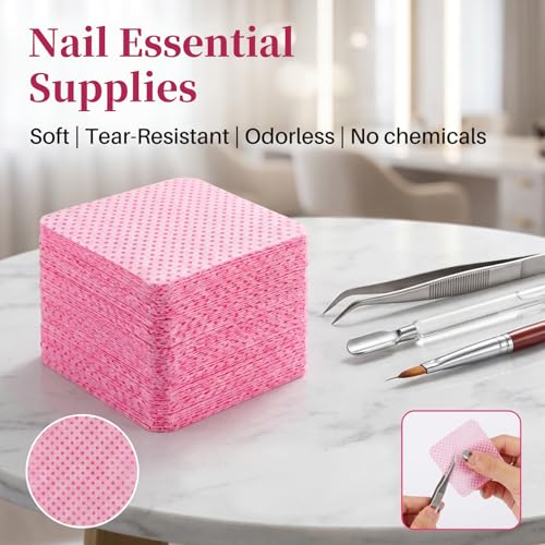 600 Count Lint-Free Nail Wipes for Gel Polish & Manicure Removal - Pink, One Size