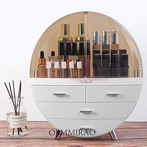 Elegant Dustproof Makeup Storage Organizer Box, Waterproof Large Cosmetics Organizer Storage with Drawers Skincare Cosmetic Display Cases for Countertop Bathroom Dresser Dedroom