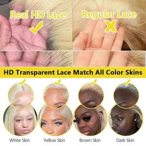 Synthetic 13X6 Lace Front Wig 613 Blonde Wig Long Body Wave Synthetic Wigs for Women Transparent Lace Wig with Baby Hair 180% Density Daily Wear Wig 26 inch