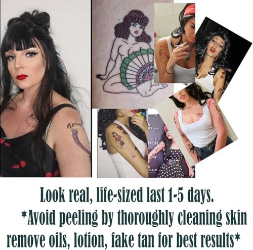 Amy Winehouse Temporary Tattoos – Realistic Fake Tattoo Sheet