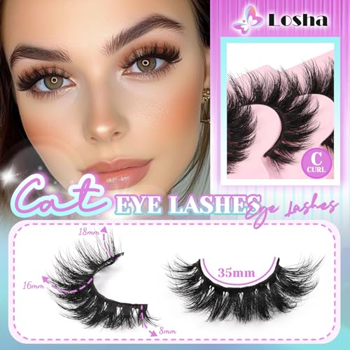 Losha 3D Fluffy Cat Eye False Eyelashes 7 Pairs 8-18mm