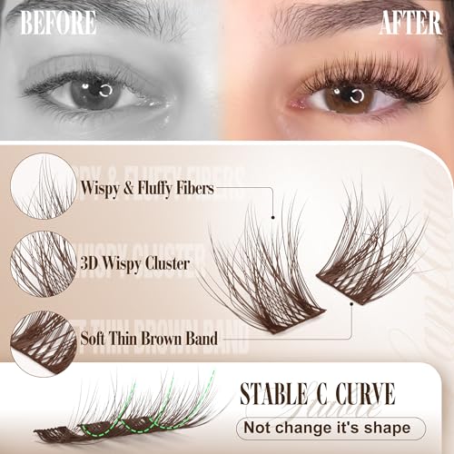 Brown Lash Clusters Wispy Eyelash Extensions by Lanflower