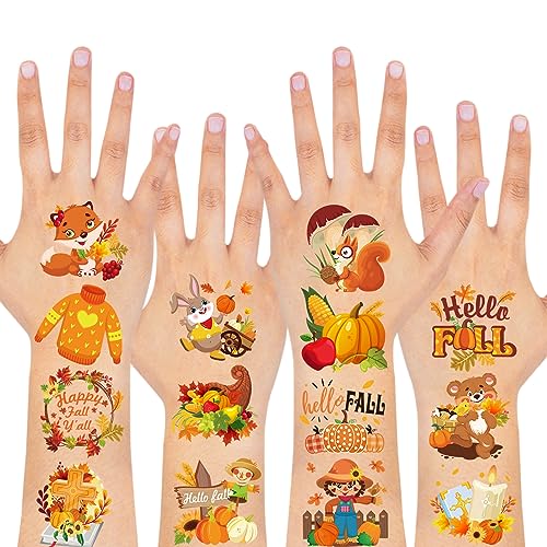 HOWAF 96 Pieces Fall Temporary Tattoos for Kids