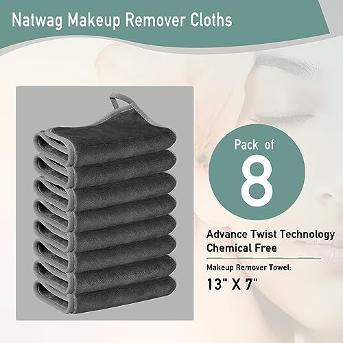 Natwag Makeup Remover Cloth Towels, Grey/Pink