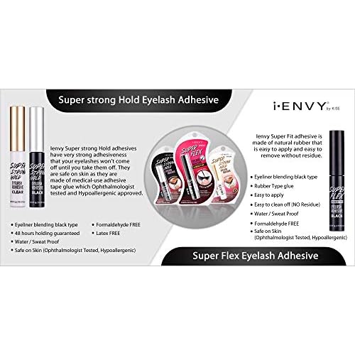 i?ENVY Super Flex Brush Eyelash Adhesive Rubber Type Black 0.176 oz KPEG07 (3 PACK)