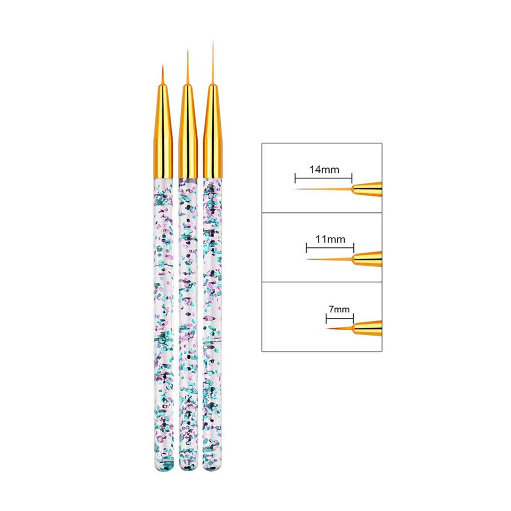 LWBTOSEE 5PCS Nail Ombre Brush Nail Art Painting Pen Brush UV Gel Polish Gradient Color Rhinestone Crystal Acrylic Liner Brush Painting Pen Gel Polish Crystal Nail Art Manicure Tools (Gold)