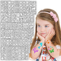 390 PCS Temporary Tattoo Stencils Kit for Kids, 28 Sheets
