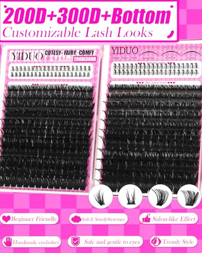 YIDUO 366pcs D Curly Lash Clusters Kit - 10-20mm