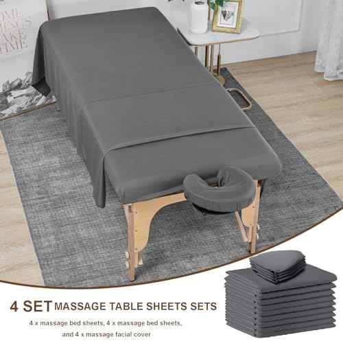 4 Set Massage Table Sheets Sets, 12Pcs Reusable Soft Microfiber Massage Bed Sheets Sets Bulk Includes Massage Table Cover Massage Fitted Sheet and Massage Face Rest Cover for Salon Spa