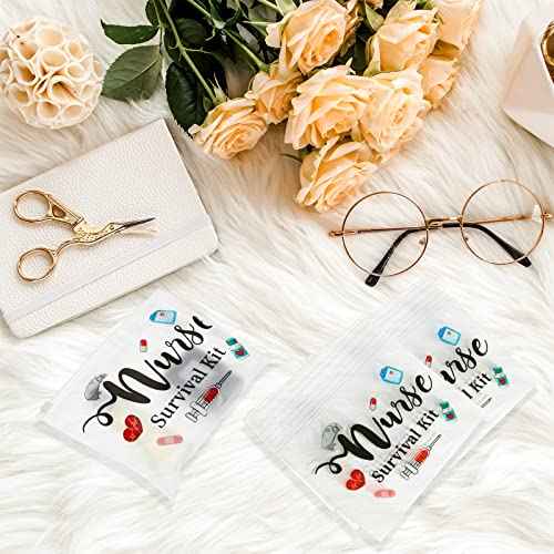 Oudain 60 Pcs Nurse Survival Kit Bag Nursing Makeup Bags Multi Purpose Cosmetic Pouches for Girls Women Travel Supplies, 7.87 x 5.91 Inches(White)