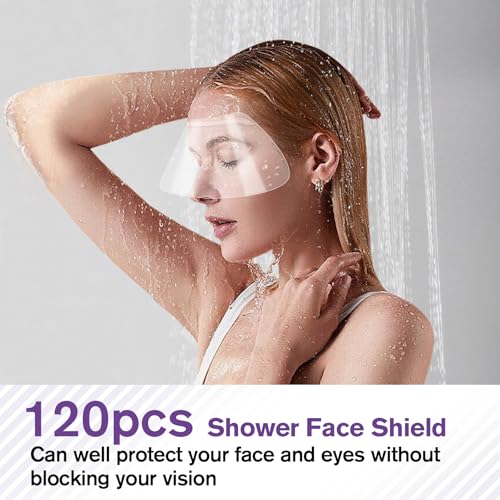 TOROKOM 120 PCS Shower Face Eye Shields£¬Clear Face Shield Eye Shields for After Surgery Shampoo, Makeup Eyebrow Shower Visor for Salon Supplies Eyelash Extensions