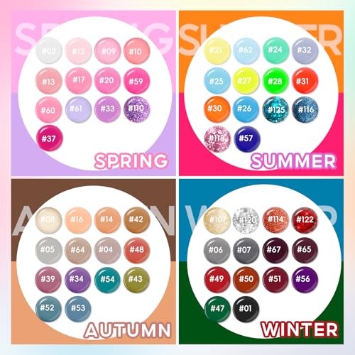 PEACECOLOR 60PC Gel Nail Polish Set - 55 Colors with Top & Base Coats