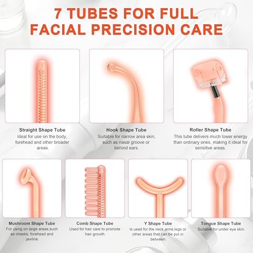 Hi-Frequency Facial Wand with 7 Electrode Tubes - Skin Toning Device