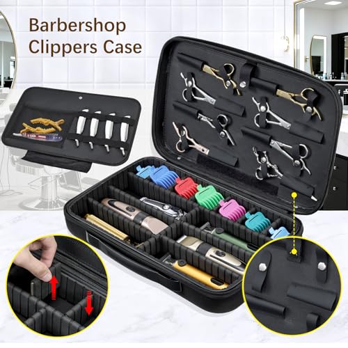 Yueieoun 17-inch Barber Clippers Organizer Bag with Adjustable Dividers