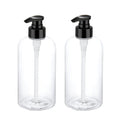 Bynccea 2 Pack Empty Plastic Pump Bottles Dispenser 16 oz / 500 ml Refillable Shampoo Bottles with Pumps Cylinder Shampoo Lotion Hand Pump Bottle Liquid Container for Bathroom Shampoo and Body Wash