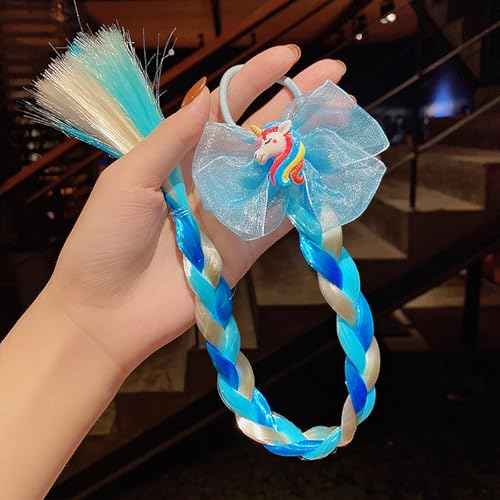 6 Pcs Girls Braid Ponytail Extensions Hairpieces, Colored Braid Hair Extensions Hair Pieces for Kids Little Girls