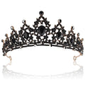 Black Gothic Rhinestone Crown Tiara for Women