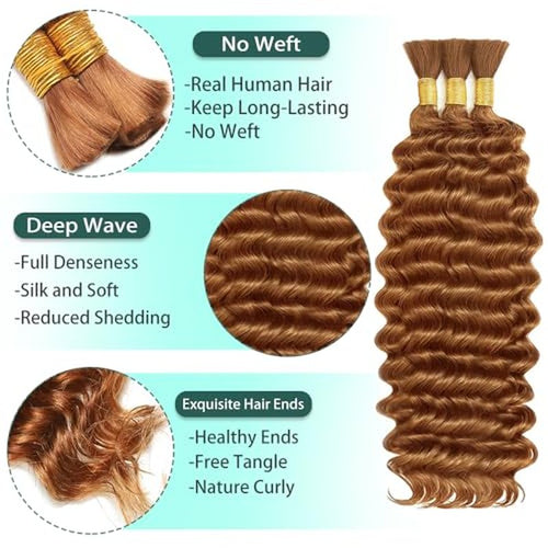 14 Inch Brown Human Hair for Boho Braids - Deep Wave Extensions