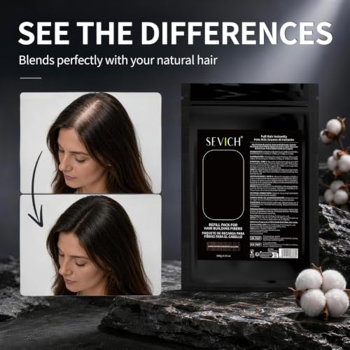 SEVICH Hair Fibers Refill 100g Dark Brown for Thinning Hair | Instant Thickening Powder