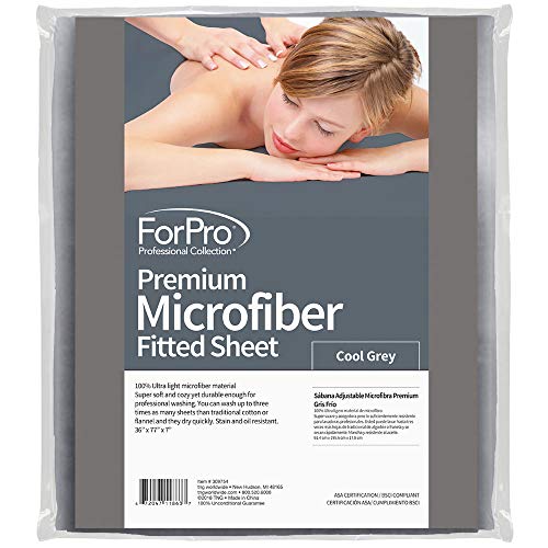 ForPro Premium Microfiber Fitted Massage Sheet 77x36 Inches Cool Grey