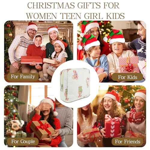 Small Floral Quilted Makeup Bag, Coquette Aesthetic Travel Toiletry Organizer for Women, Lightweight Cotton Cosmetic Pouch