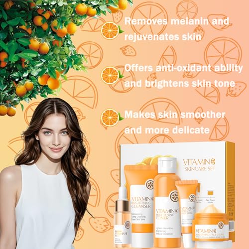Moisturizing Face Skin Care Gift Set for Women Girls (Vitamin C)