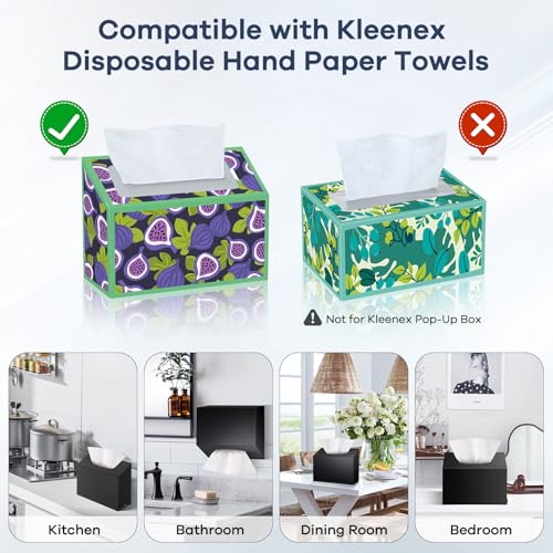TAINESS Black Acrylic Hand Towel Box Cover for Kleenex – Wall-Mountable, Magnetic Bottom