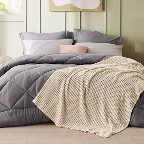 Bedsure Cooling Cotton Waffle Twin XL Blanket - Lightweight Breathable Blanket of Rayon Derived from Bamboo for Hot Sleepers, Luxury Throws for Bed, Couch and Sofa, Beige, 66x90 Inches