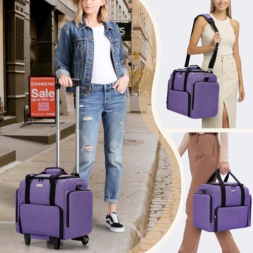 Rolling Makeup Case with 3 Removable Pouches, Purple