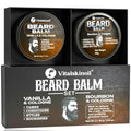 Beard Balm Set, Vanilla and Bourbon Cologne Scents, Natural Oils and Butters for Styling, Taming and Nourishing, 2x50g/1.76oz
