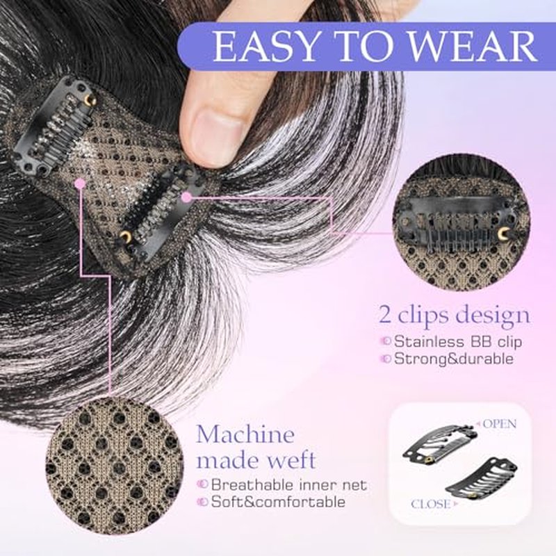 Hairro Clip On Bangs Human Hair 3D 360° Coverage 8 Inches