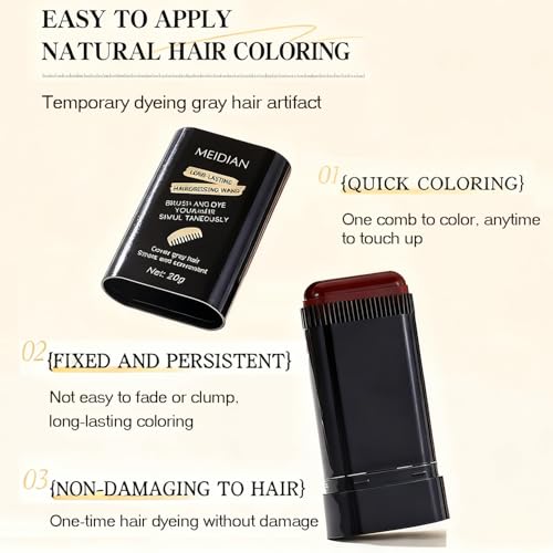 MOONGAZE 2-Pack Waterproof Root Touch-Up Hair Color Stick & Comb for Gray Coverage