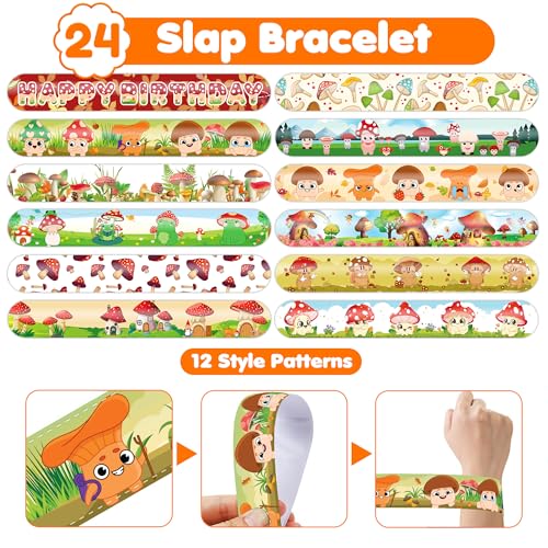 Mushroom Party Favors Set – 48 Tattoos & 24 Slap Bracelets
