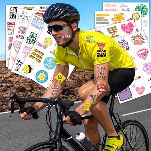 96PCS Motivational Pre-Cut Temporary Tattoos - Inspirational Quote Tattoos for Women, Adults, Teens, and Kids - Birthday Party Favors, School Prizes, Rewards, and Gifts