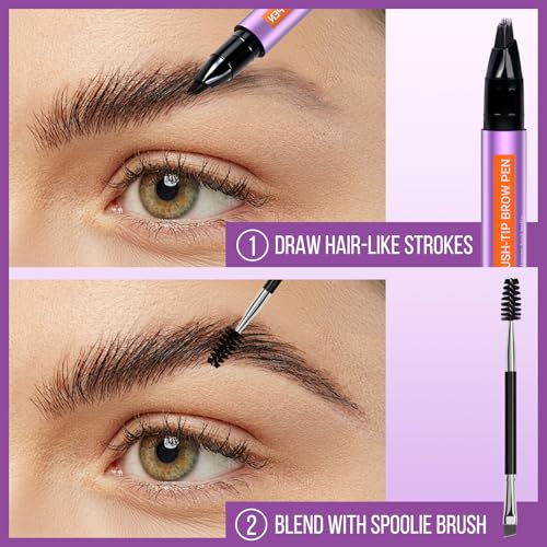 Vevivia 4D Angled Brush Eyebrow Pen - Waterproof Light Brown