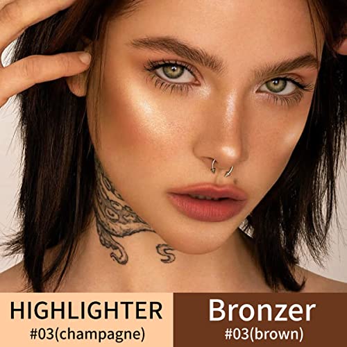 Contour Highlighter Makeup Stick, DE¡¯LANCI 2 PCS Cream Contour Highlighter Sticks with Brush, New Updated Moisturize Highlighter and Bronzer Stick, Face Contour Concealer Makeup For Girls Beginners#1