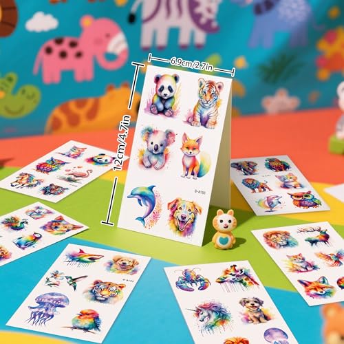 60 PC Animal Temporary Tattoos for Kids - Waterproof Stickers