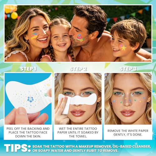 Cerlaza 40 Pc Waterproof Glitter Temporary Tattoos & Freckles